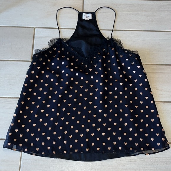 Cami NYC Lace Heart Camisole Black Pink - Picture 3 of 8